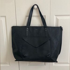 Abercrombie & Fitch Large Faux Leather Black Tote Bag